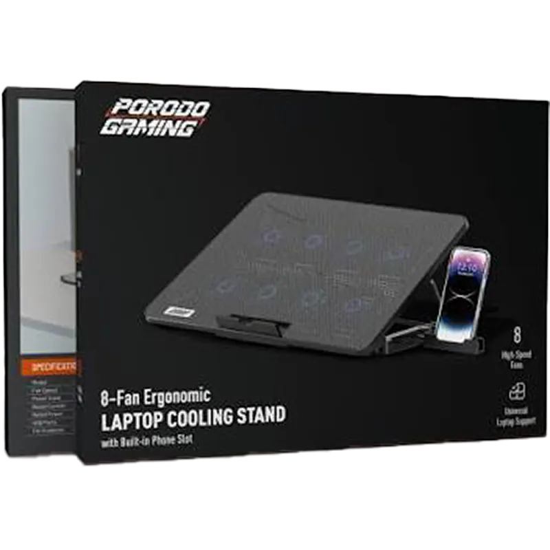 Porodo Gaming Laptop Cooling Pad with Phone Holder Mascom International.webp